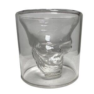 Clear Glass Skull Shaped Shot Glass Large Double Walled Design